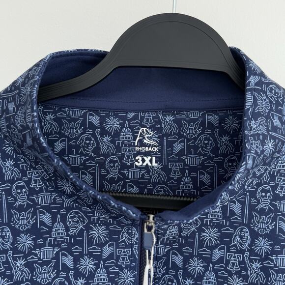 Rhoback Performance Quarter Zip Pullover 3XL Navy The American Icon Washington - Picture 7 of 10